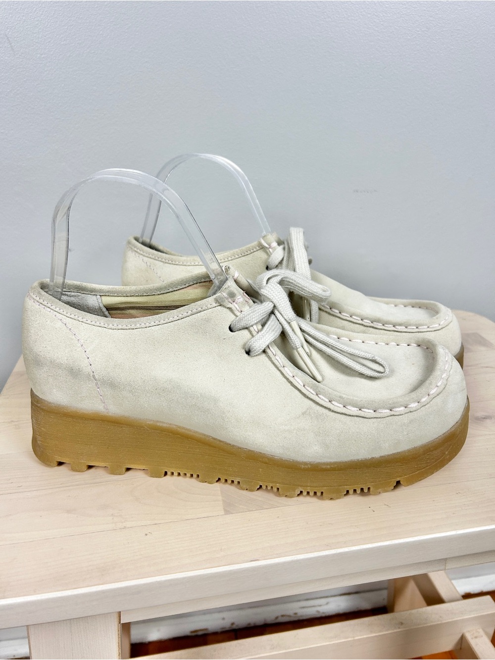 Vintage ALDO Suede Chukka Wallabees Platform Sz 39 Y2K 90s Neutral Retro